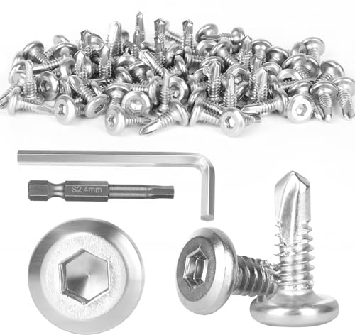 80 Piezas Tornillos Autorroscantes para Metal, Tornillos Autotaladrantes De 410 Acero Inoxidable M5,5 x 16 mm, Tornillo Roscachapa con Broca Hexagonal Llave Hexagonal para Fijación De Chapa