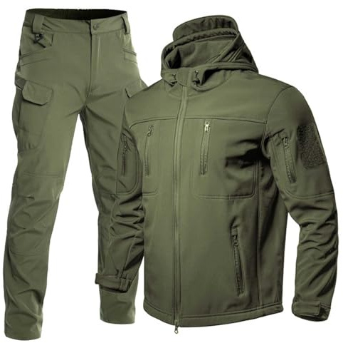 Generic Men's Angler Suit, Winter, Tactical Suit, Softshell Fleece, Thick, Mountaineering, Camping, Jogging Suit, Tactical Training, Waterproof Set, Combat Jacket and Pants, Windbreaker Training Suits