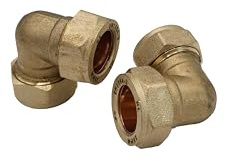 PlumbEZ 28mm Compact Compression Elbow Fittings – Brass 90° Plumbing Bend for Copper & Plastic Pipe | Leak Proof Compression Joints for Water, Gas & Heating Systems (2)