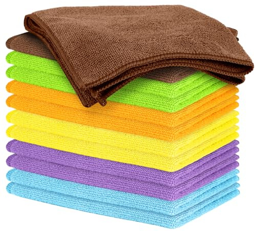 AYESY Paños de Limpieza de Microfibra, 12 Piezas Toallas de Limpieza Multiuso Paños de Cocina de Microfibra Reutilizables Trapos de sin Rayas Muy Absorbentes Tamaño 30 x 30 cm (Multicolor)