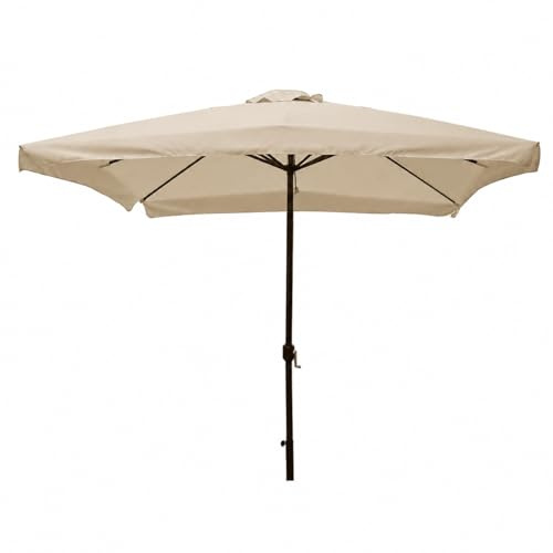 Ombrellone 3x3 m da Giardino Ecrù con Palo Centrale Ø48 mm, Apertura a Manovella, Telo in Poliestere 180 g/m² e Struttura a 8 Stecche, Ideale per Terrazza, Piscina, Bar e Outdoor