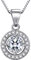 Lydreewam Kette Damen 925 Sterling Silber Runder Anhänger Halskette mit 3A 6mm Zirkonia, 45cm Box Kette