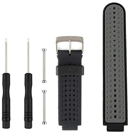 Fit-power Bracelet de montre en silicone souple pour Garmin Forerunner 235 220 230 620 630 735 Noir et gris