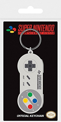 Nintendo - SNES Controller - Gummi Schlüsselanhänger Keyring - 4,5x6 cm