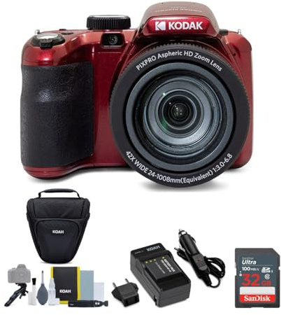 Kodak AZ425 PIXPRO Astro 20MP Digital Camera (Red) Bundle