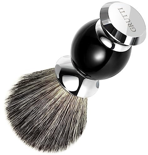 GRUTTI Herren Rasierpinsel aus Nylon - Nachahmung von Dachsborsten, Hautfreundlich & Einfach zu Reinigen