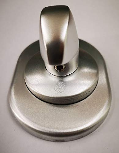 Kit limitatore per porte blindate finitura alluminio anodizzato argento F1 KIT 5030 BARIKF1 con pomello a mezzaluna completo di rosetta da mm.46, piastrina cod.4300 mm.82x62