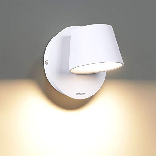 HAWEE Moderna Applique da Parete LED Lampada da Lettura da Parete 350° Orientabile Stile Nordico Faretto da Parete LED Lampada da Parete per Camera da Letto Soggiorno Corridoio Scale