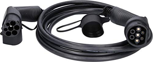 KS TOOLS EV Charging Cable Type 2, 7.4 kW, 230 V, 32 A, 5 Metres, Black, Female-to-Female, Electric & Hybrid Vehicles