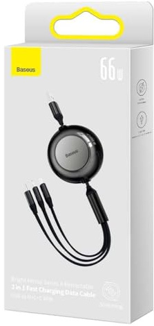 Baseus Universal 3-in-1 Bright Mirror 2 Retractable Cable, USB to Mic