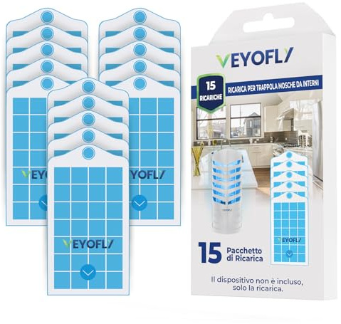 VEYOFLY - Flygande insektsfälla, limbräda, flugfångare, inomhus loppfälla inomhus, säkrare hem, flugfälla för inomhus och frukt (15-pack
