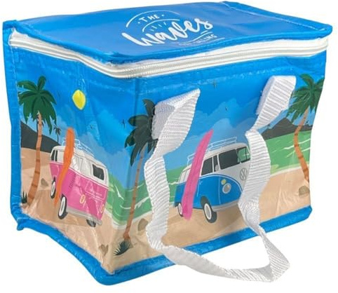 Puckator Cool Lunch Bag VW Volkswagen T1 Waves Are Calling Design Made From Rec' Plastic Bottles - Insulated Lunch Bag for Women Men Children Lunch Box Bag For Work & School Beach Picnic Accessories