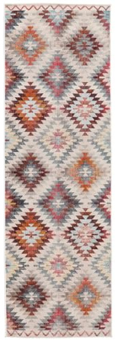 RugVista Kerala, Teppich, 80 x 250 cm, Rechteckig, Mittlerer Stapel, Wohnzimmer, Küche, Diele, Nur Handwäsche, Oeko_tex_100, Rot/Multi