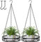 Mutool Hanging Planter, 2PCS Plant Pots for Indoor Outdoor, Planter Baskets With Ceiling Hook & Chains, Black