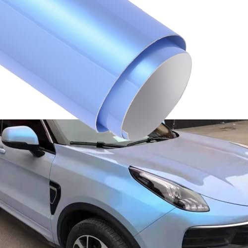 Blueshyhall Autofolie Chamäleon Effekt, Autofolie Glänzend Blau und Grau, Car Wrapping Folie Metallic, Auto Folierung mit Selbstklebend und Luftkanälen, Auto Folie Aussen Wasserfest (50 x 152 cm)