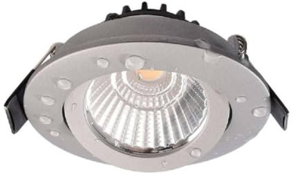 OISE ART STORE Trade Shop - Faretto Incasso Tondo Slim Luce Soffitto Box Doccia LED 8w Orientabile Dimmerabile Silver-Bianco Naturale -