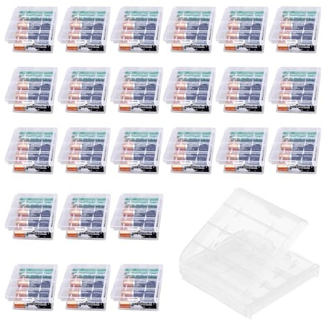 Batteriebox aus Kunststoff,Batterie Schutz Aufbewahrungs,AA/AAA kkubox,Aufbewahrungsbox für Batterien und Akkus,Dedizierten Batterie Box,Batterie-Aufbewahrungsbox,Für Batterie Schutz,62*60*18mm,12pcs