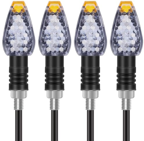 Kinstecks 4PCS Motorcycle Indicators Turning Indicators Turn Signal Lights 12V 14 LEDs for Motorcycle Motorbike Scooter Quad Cruiser Harley Kawasaki Yamaha Suzuki Off Road-Clear Shell