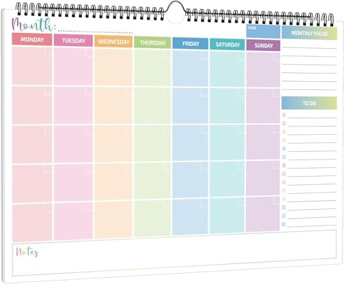 BIROYAL Calendario Mensual de Pared 2025 A3 - Planificador Familiar Organizador con 16 Hojas Sin Fecha (16.9 x 11 Pulgadas)