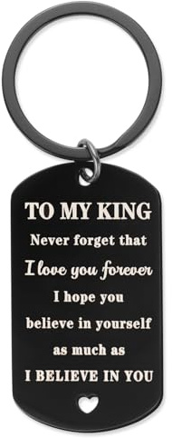 GEBETTER To My King Keyring Valentines Day To My Partner Gift Anniversary Keychain Inspirational Birthday Wedding Gifts Valentine's Day Present for Him Husband Boyfriend
