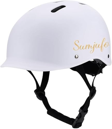 Sumjufo Horse Racing Equestrian Youth Helmet, Comfortable and Breathable Riding Helmet w/ 7 Ventilation Holes, Sweat Wicking Chin Pad,Removable Pads, White,Size S,FIT 48-54cm Head Circumference.