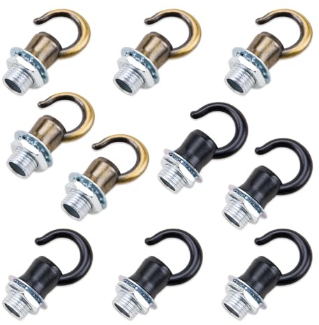 ZORZA 10Pcs M10 Thread Opening Fixture Hook Eye Bolt Nut Versatile Hook Rings for Light Fixtures for Candle Lamps Crystal Chandeliers up to 8KG DIY Lamp Eye Nut for Enhanced Lighting Accessories