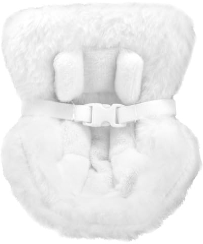 Gosknor Siège Auto pour Poupées, Coussins Décoratifs Doux en Fourrure Blanche avec Clip et Ceintures de Sécurité