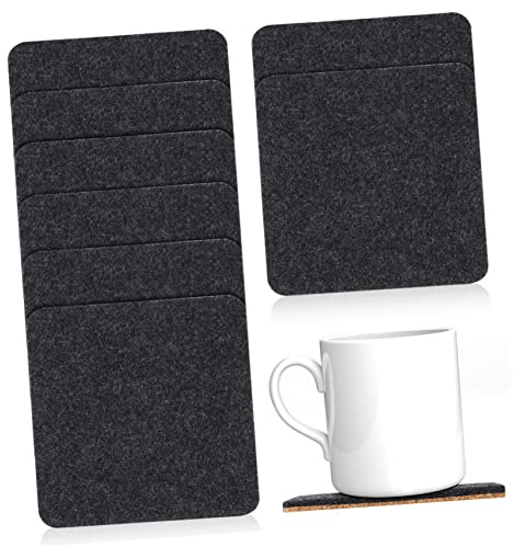 VINTORKY 8piezas Posavasos Cuadrados De Corcho y Fieltro Reversibles Protectores Antideslizantes para Tazas y Bebidas Casa Oficina y Cafetería Absorbentes y Resistentes para Mesas