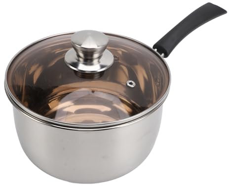Petite pot à lait avec longue poignée résistante à la chaleur, casserole de sauce pour soupe, petit pot bouillant lait, poêle à induction compatible, couvercle en verre, idéal