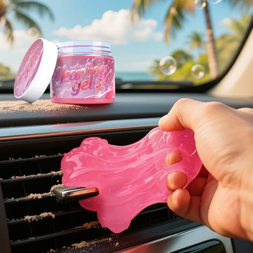 ASFSKY Gel Limpiador de Coche, Gel Limpiador de Teclado, Kit de Limpieza para Coche, Gel Limpiador, Apto para Salida de Aire Limpieza de Intersticios (Rojo)