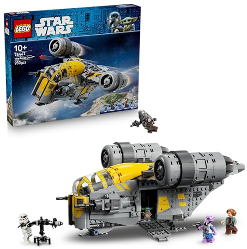 LEGO Star Wars 75447 The Mandalorien and Grogu Le Razor Crest - Jouet de Construction - Maquette avec 4 Minifigurines & Figurine de Grogu - Cadeau d'anniversaire pour Garçon, Fille & Fan dès 10 Ans
