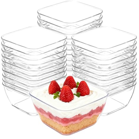 30 bicchieri da dessert in plastica, 70 ml, ciotole da dessert trasparenti