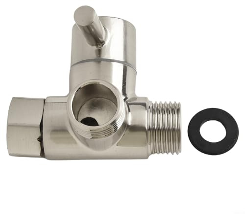 Vidonergy Adattatore a T a 3 vie, valvola deviatrice G1/2 per soffione doccia portatile e fisso, connettore splitter in ottone con doppie uscite, finitura spazzolata (spazzolato)