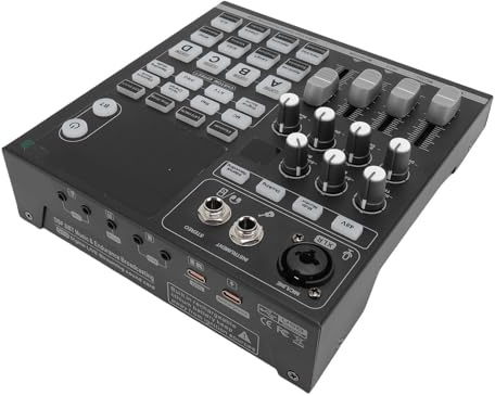 SUNGOOYUE Tarjeta de Sonido en Profesional, Interfaz de USB de 32 Bits con 12 Efectos de Sonido 5 Cambiadores de Voz 6 Modos de Escena, para Podcasting Karaoke Streaming Gaming PC