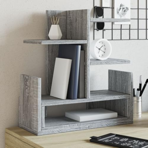 Skrivbordsorganisatör grå Sonoma trämaterial 49 x 20 x 52,5 cm med förvaringsfack och lådor för kontor hemmakontor för platsbesparande organisering av dokument och mappar