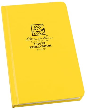 Rite in the Rain Weatherproof Hard Cover Notebook, 4.75 x 7.5, Yellow Cover, Level Pattern (No. 310F)