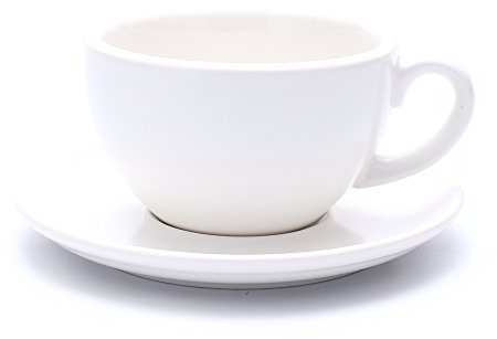 Coffeezone Great Cup Shape for Latte Art Cappuccino Barista Cup Saucer New Bone China for Coffee Shop (Matte White, 10.5 oz)