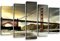 Feeby Bilder San Francisco Golden Gate Bridge XXL 5-Teilig Typ A 200x100 cm Wohnzimmer Schlafzimmer Büro Flur Küche Leinwandbilder Modern Bild auf Leinwand Kunstdruck Design Sonnenuntergang Orange