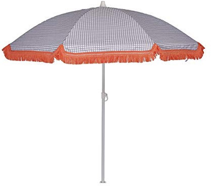 EZPELETA Sombrilla de playa. Parasol de playa. Ligero y plegable de acero. Paraguas sol. Protección solar UPF 50+. Diámetro 150cm. Estampado flores/cuadros/rayas. Incluye funda/bolsa. - Cuadros-Gris