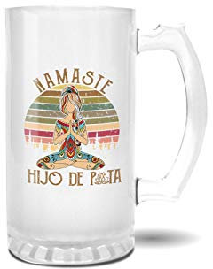 Yoga Namaste Hijo De Puta Meditation Relax Sloth Tasse en verre Pint Mug Givré Transparent Stein Mug | Tasse Nouveauté Pour Bière Cadeau