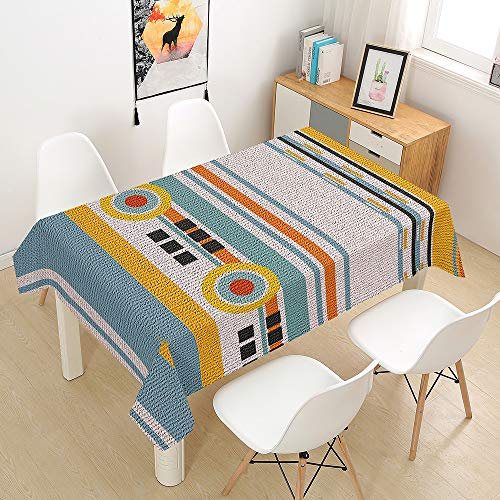 Morbuy Böhmen Tischdecke Abwaschbar, 3D Tischtuch Rechteckig Tischwäsche Gartentischdecke Outdoor Tischdekoration Wasserdicht Polyester Ölfest Pflegeleicht (100x140cm,Gelb)