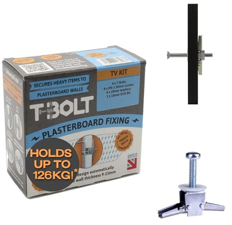 T-Bolt heavy duty METAL Plasterboard Fixing - TV KIT - Holds up to 65kg per Fixing! [Plasterboard] [Drywall] [Cavity Wall] [Heavy Duty] [Drill]