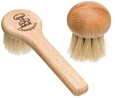 Redecker Mushroom Brush Set, Oiled Beechwood Handles, Natural Pig and Horsehair Bristles, Gently and Thoroughly Clean Mushrooms Without Water, Made in Germany
