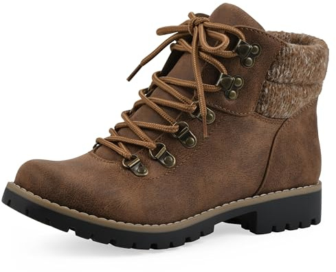 CLIFFS BY WHITE MOUNTAIN Shoes Pathfield Women's Lace-up Hiker Style Bootie, Cognac/Suedette, 7 M