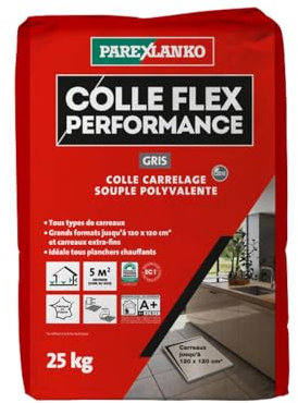 Parexlanko - Colle carrelage - Colle Flex Performance - Gris - Idéal grès cérame - Compatible carreaux de grands formats - Neuf et rénovation - 25kg