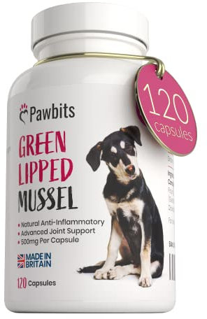 Pawbits 120 Green Lipped Mussel For Dogs 500mg Hip & Joint Support Powder Capsules (Not Tablets) for Dogs - Containing Premium New Zealand Mussel Natural Dog Joint Supplements – UK MADE