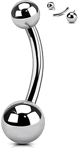 OUFER Piercing Ombelico in Titanio 10/12/14/16 mm - Barra Interna 14G - Gioielli e Anello per Ombelico