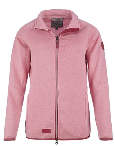Blue Wave Damen Strickfleecejacke Helga unifarben - Fleecejacke Sweatjacke in Strickoptik mit Reißverschluss in Rose Größe 38