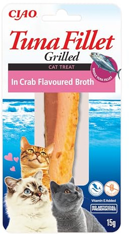 Grilled Tuna Fillet in Crab Flavoured Broth by Inaba - 12 Packs (12x 15g total) / Cat Treat, Delicious & Healthy Snack, Food Topper, Pill Assist, Training Treat, Natural, Grain Free