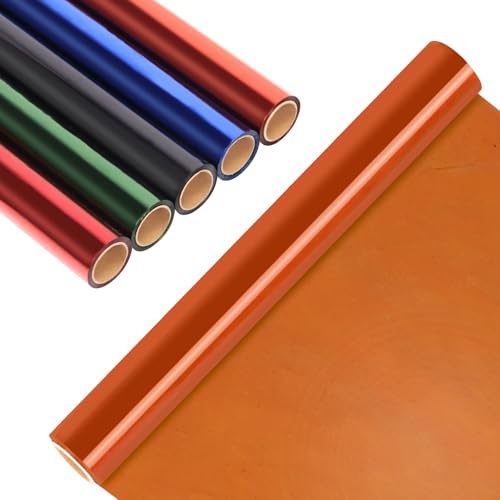 Glarks 1 rollo 98.42ft X 15.74 '' papel de embalaje de papel de vidrio naranja transparente de embalaje de bolsa cesta de regalo